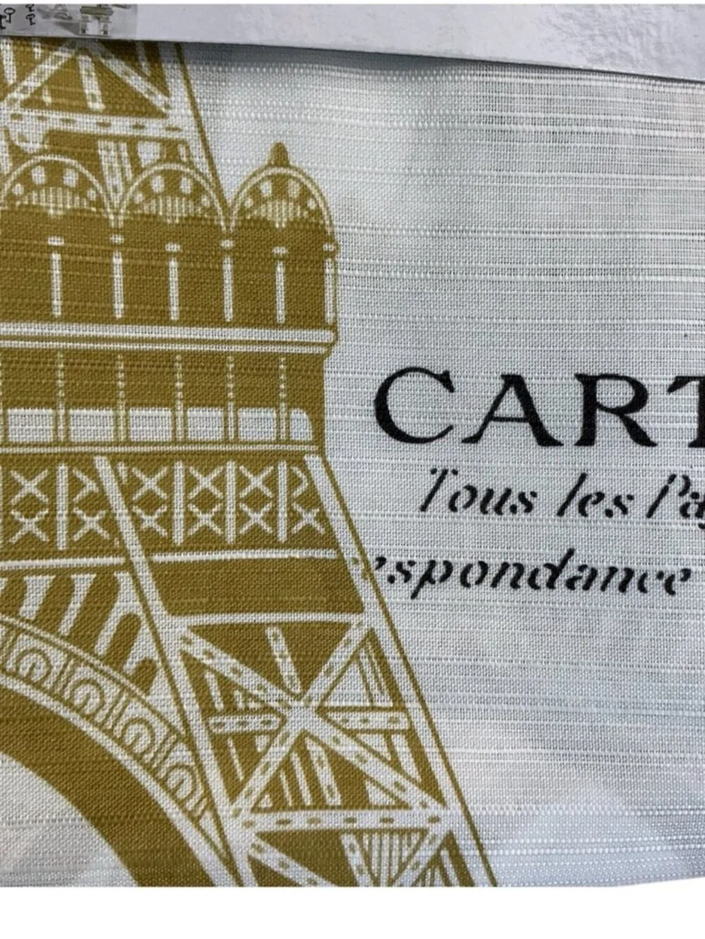 Paris Eiffel Tower Material Fabric Shower Curtain White Gold 70’x 72” NEW